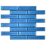 WALLANDTILE - Blue Dusk, 1"x6", Porcelain Backsplash Brick Subway Tile, 90 Sq Ft. - Bold yet elegant, these stunning porcelain mosaic tiles turn heads. The Blue dusk Brick tiles (11.02"x11.61") feature a striking blue background. A glossy finish allows light to enhance the beautiful hues. The tiles are 1x6" in size and are mesh mounted f