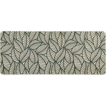 Jungle Printed Kitchen Runner Mat 47" x 20" Beige Leaves Design