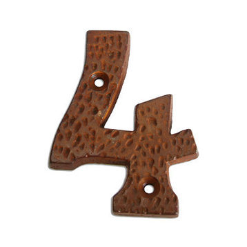 3" Iron Hammered Rust Finish Numeral, 4