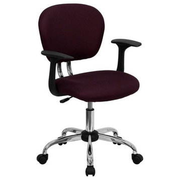 Scranton & Co Mid-Back Mesh Task Office Chair with Arms in Burgundy