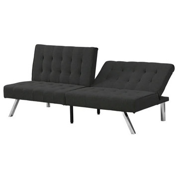 Multiposition Futon, Armless Design With Tufted Seat & Split Backrest