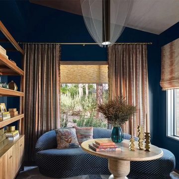 Deep Blue Reading Nook with Modern Warmth
