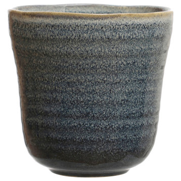 6.5 Inches Stoneware Planter With Reactive Glaze, Holds 5 Inches Pot, Blue