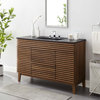 Modway Render Modern Wood Single Sink Bathroom Vanity in Walnut/Black