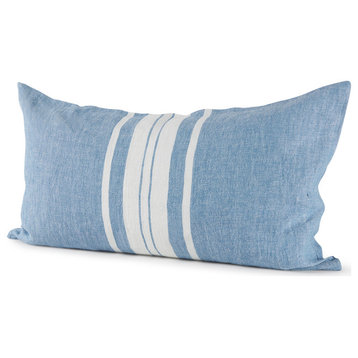 Brigitta Blue & Cream Fabric Striped Decorative Pillow Cover