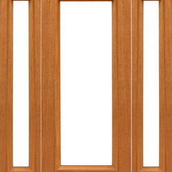 Prehung 1-lite-R/M Patio Brazilian Mahogany Wood IG Glass Sidelights Door - Patio Doors