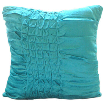 Turquoise Throws And Pillows Velvet 20"x20" Throw Pillow Cover, Textured