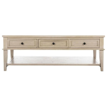 Barron Coffee Table With Storage Drawers White Wash