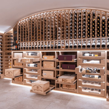 Solid Oak arched wine cellar
