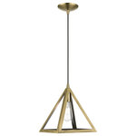 Livex Lighting - Pinnacle 1 Light Antique Brass Pendant - Influenced by the modern industrial style, this antique brass one light mini pendant has a striking triangular shape. Both sleek and rustic, it's ideal for modern, contemporary or industrial style interiors.