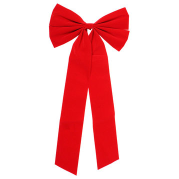 12" x 24" Red 4-Loop Velveteen Christmas Bow Decoration