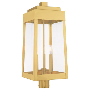 Livex Lighting Satin Brass 3-Light Outdoor Post Top Lantern