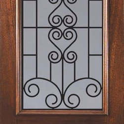 Prehung Single Door 80 Wood Mahogany Verona GBG Arch Lite GBG Glass - Front Doors