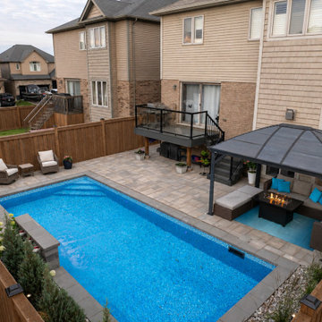 Modern Backyard Renovation with Pool, Composite Deck & Aluminum Pergola