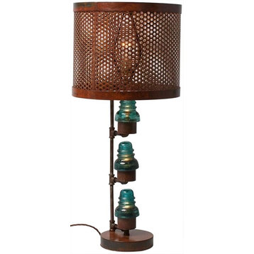 Upcycled Table Lamp Vintage Glass Telegraph Insulator Lights