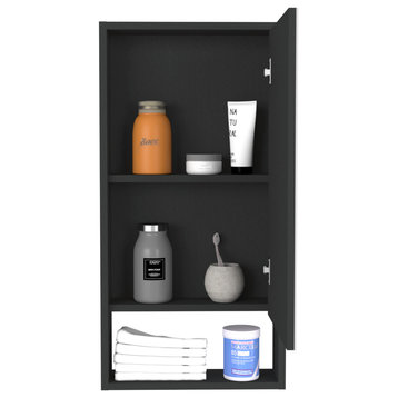 Medicine Cabinet Irvine, One External Shelf - Black