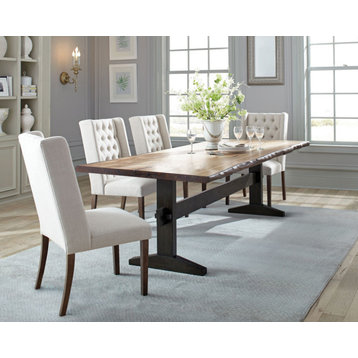 Rectangular Live Edge Dining Set Natural Honey and Espresso Dining Table