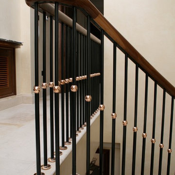 Bright Steel and Bronze Balustrade with Walnut Handrail