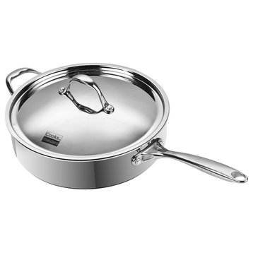 Multi-Ply Clad 10.5" Deep Saute Pan with Lid, 4 QT, Stainless Steel