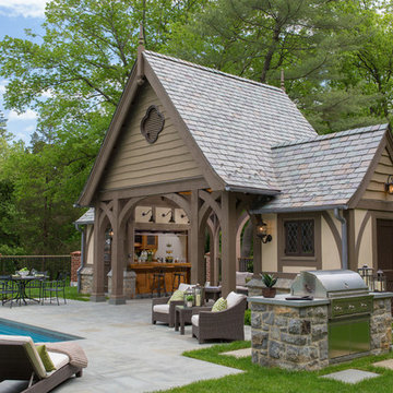 Mid-Country Tudor Pool House