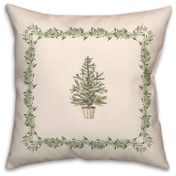 Garland Border Christmas Tree 6 20x20 Spun Poly Pillow