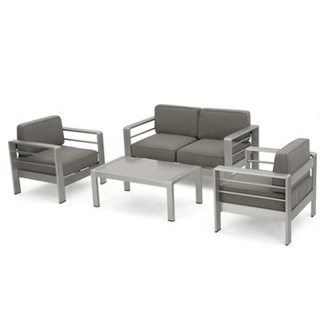 4-Piece Sonora Outdoor Aluminum Loveseat With Cushions Set