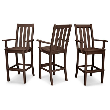 Polywood Vineyard Bar Arm Chair 3-Pack, Mahogany