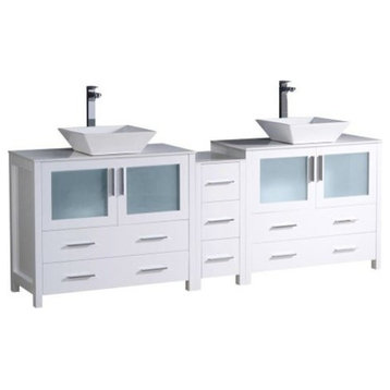 Fresca 84" Modern Double Sink Bathroom Cabinets, White