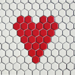 Heart Hex Tile Pattern Made to Order at MosaicTile.com - Mosaic Tile