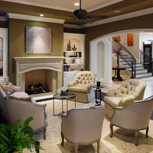 sk fireplace and cabinets