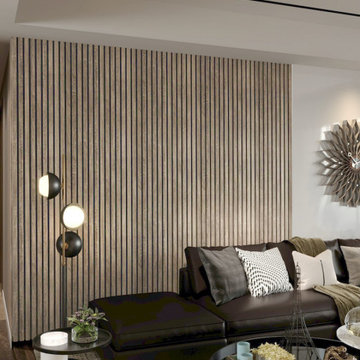 Walnut Acoustic Slat Wood Wall Panels - 2400x600mm