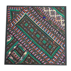 Mogul Interior - Indian Patchwork Banjara Green Pillow Sham/Tapestry, 18"x18" - Pillowcases And Shams
