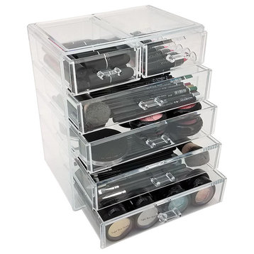 OnDisplay Cosmetic Makeup and Jewelry Storage Case Display - 6 Drawer Clear Des