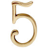 Petite #5 House Number, Bright Solid Brass, 3" High