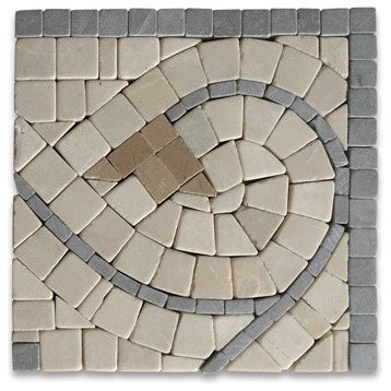 Marble Mosaic Border Decorative Accent Tile Agean Sienna 5x5 Tumbled, 1 piece
