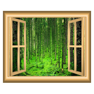 3D Forest Wall Decals Nature Window Peel and Stick Mural, 18"x22 ...