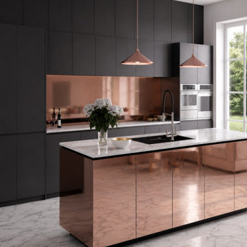 2027 Kitchen Trend: Reflective Rose Gold & Matte Charcoal Design by VelArt