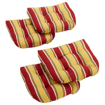 19" U-Shaped Outdoor Tufted Chair Cushions, Set of 4, Tropez Yellow