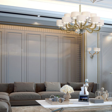 Living Room with Murano Glass Chandelier TIEPOLO - www.piumati.com