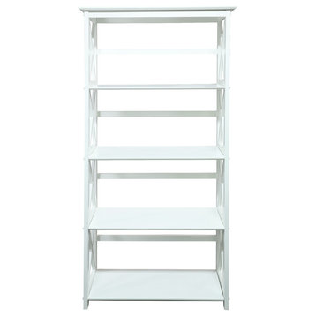 Montego 5-Shelf Bookcase-White