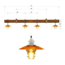 Custom chandelier loaded with western charm uses a utility pole crossarm beam 3″ - Chandeliers