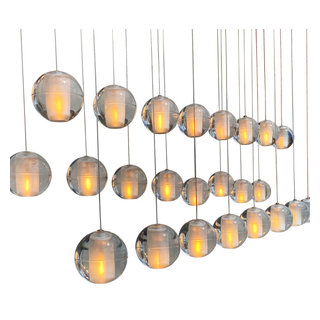 Orion 24 Light Rectangular Floating Glass Globe LED Chandelier, Brushed  Nickel - Contemporary - Chandeliers - by Light Up My Home | Houzz