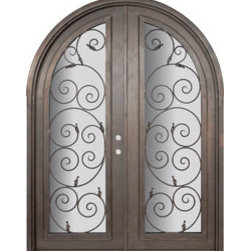 Orvieto 72x96 Round Top Forged Iron Double Door 14 Gauge Steel - Front Doors
