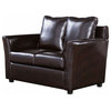 Furniture of America Lillard Faux Leather Upholstered Loveseat in Brown