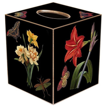 TB6-Black Rose & Iris Tissue Box Cover