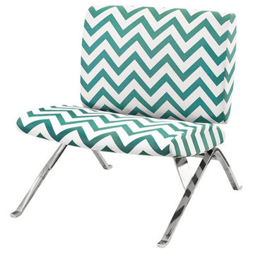 Accent Chair Armless Fabric Living Room Bedroom Fabric Green Chrome