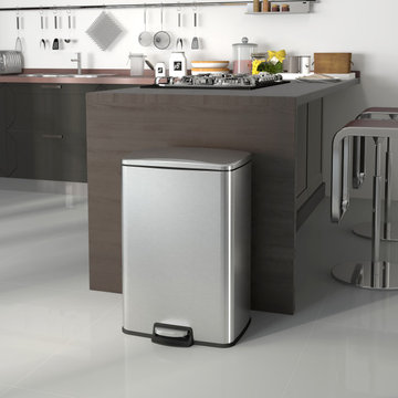 Stainless Steel Step-on Trash Can for Kitchen