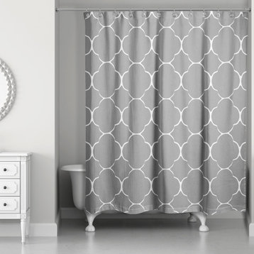 Worn Gray Quatrefoil 71x74 Shower Curtain