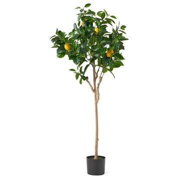 Rattler Rattler 4' x 2' Artificial Lemon Tree, Green, 27 W X 27 D X 59 H