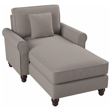 Hudson Chaise Lounge with Arms in Beige Herringbone Fabric